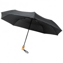 Bo 21 opvouwbare automatische gerecyclede PET paraplu - Zwart